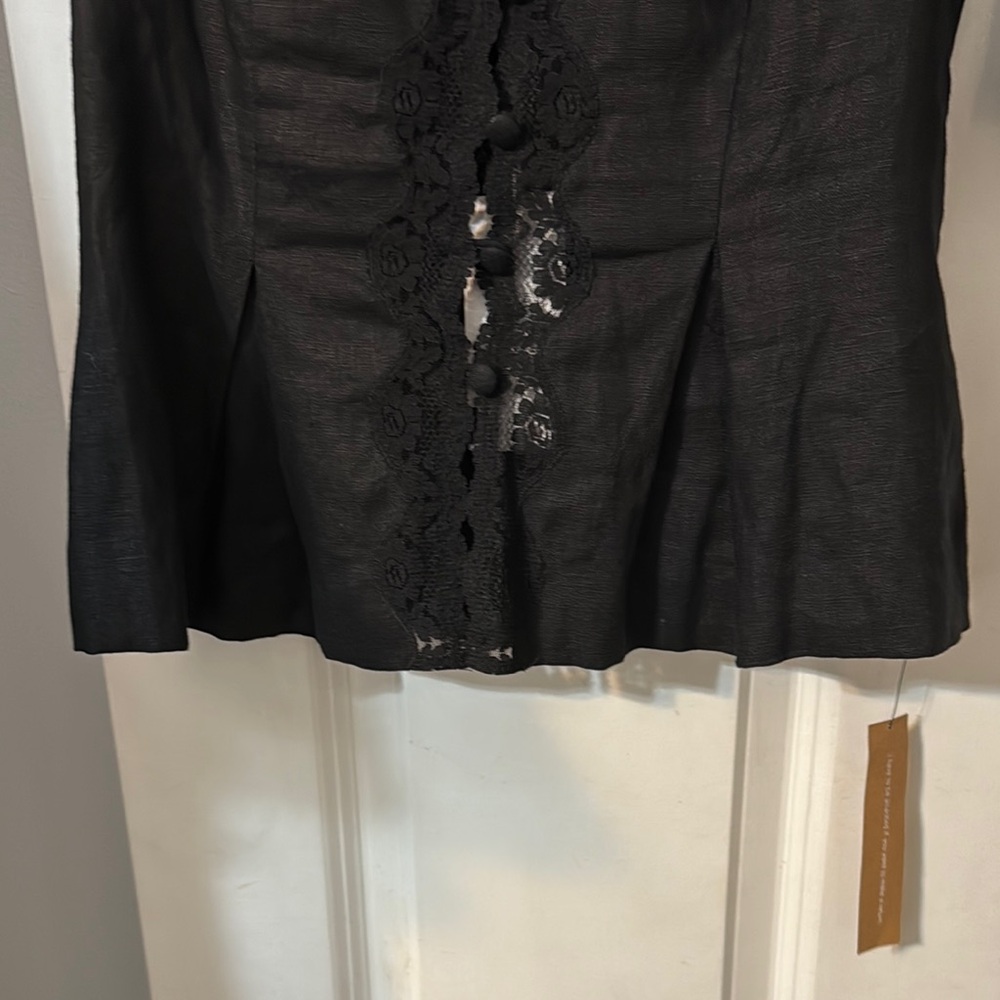 Reformation Linen Black Lace Trim Top and Skirt Set - Picture 5 of 11